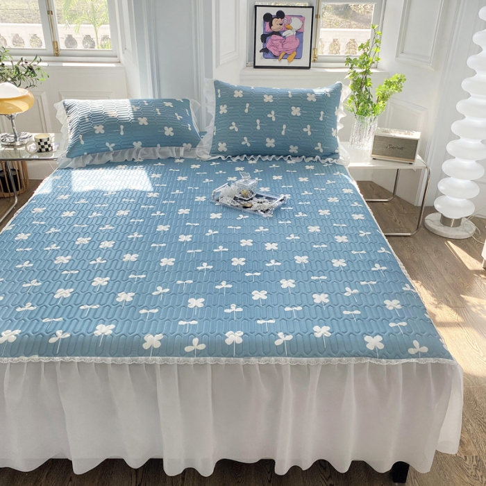 91家纺网 家纺一手货源 找家纺 邦妮 2024新款凉感丝乳胶凉席 梦幻蓝调