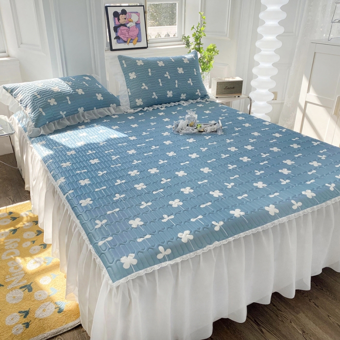 91家纺网 家纺一手货源 找家纺 邦妮 2024新款凉感丝乳胶凉席 梦幻蓝调