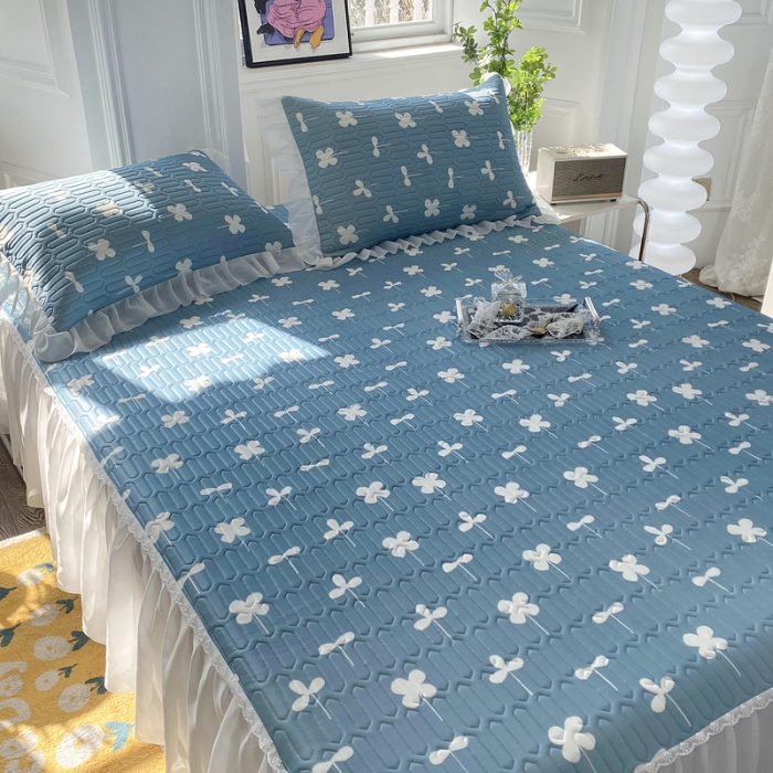 91家纺网 家纺一手货源 找家纺 邦妮 2024新款凉感丝乳胶凉席 梦幻蓝调