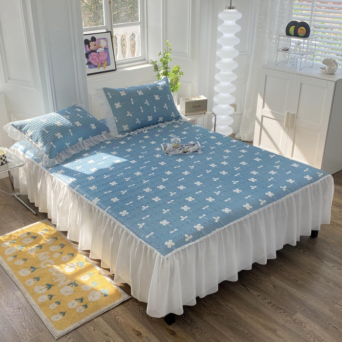 91家纺网 家纺一手货源 找家纺 邦妮 2024新款凉感丝乳胶凉席 梦幻蓝调