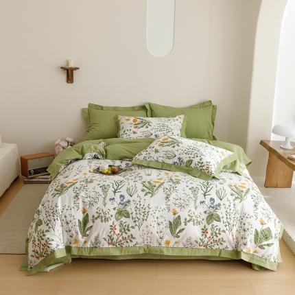 91家纺网 家纺一手货源 找家纺 （总）简宜家居 2023新款纯棉全棉斜纹小清新宽边四件套