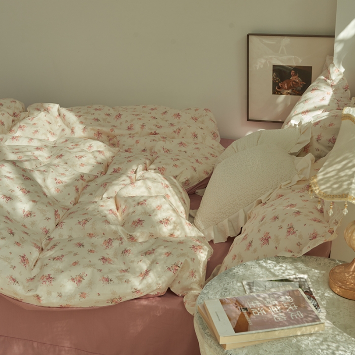 91家纺网 家纺一手货源 找家纺 总 热卖13372全棉韩式复古风四件套纯棉花卉-公主风