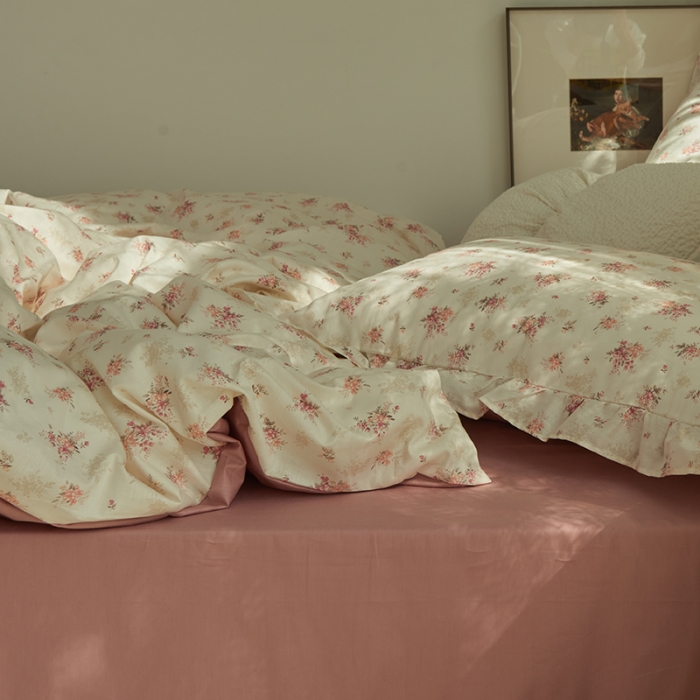 91家纺网 家纺一手货源 找家纺 总 热卖13372全棉韩式复古风四件套纯棉花卉-公主风