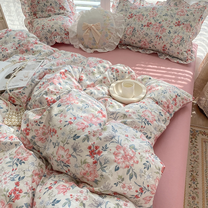 91家纺网 家纺一手货源 找家纺 潮邦 2025新款全棉韩式复古风四件套系列 兰玲梦