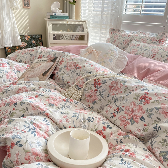 91家纺网 家纺一手货源 找家纺 潮邦 2025新款全棉韩式复古风四件套系列 兰玲梦