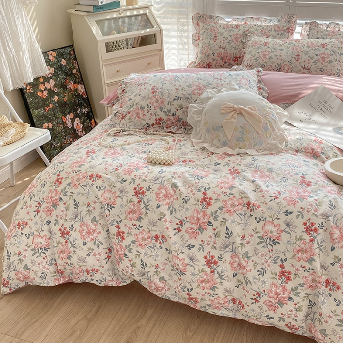 91家纺网 家纺一手货源 找家纺 潮邦 2025新款全棉韩式复古风四件套系列 兰玲梦