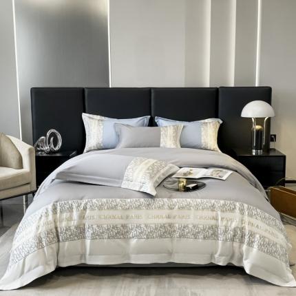 91家纺网 家纺一手货源 找家纺 博纳家纺 2023新款13372喷气纯棉四件套-莱奥系列 高级灰