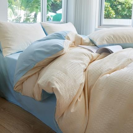 91家纺网 家纺一手货源 找家纺 （总）慕尚 2025新款华夫格水洗棉四件套