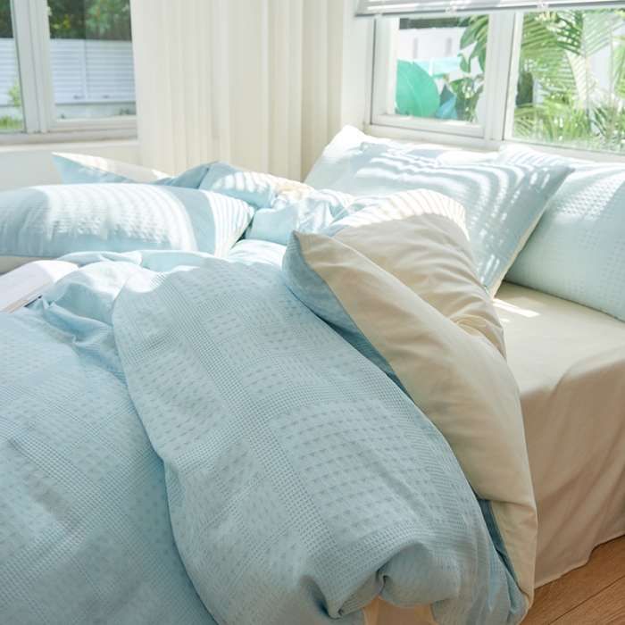 91家纺网 家纺一手货源 找家纺 （总）慕尚 2025新款华夫格水洗棉四件套