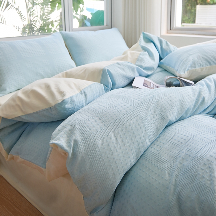 91家纺网 家纺一手货源 找家纺 （总）慕尚 2025新款华夫格水洗棉四件套