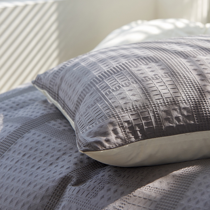 91家纺网 家纺一手货源 找家纺 慕尚 2025新款华夫格水洗棉四件套 华夫格 灰