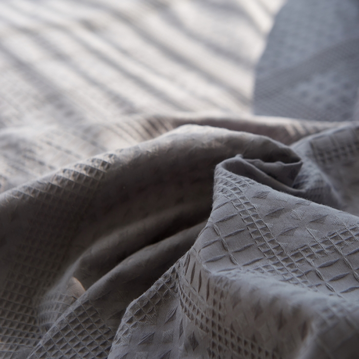 91家纺网 家纺一手货源 找家纺 慕尚 2025新款华夫格水洗棉四件套 华夫格 灰