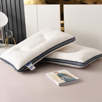 仁宇枕业 2023新款超柔水立方蓝边定型低枕头