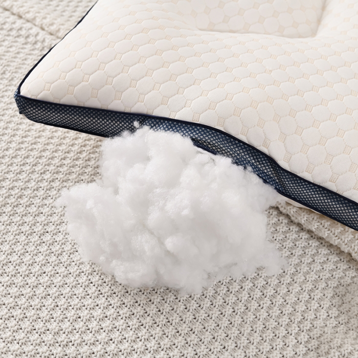 91家纺网 家纺一手货源 找家纺 仁宇枕业 2023新款超柔水立方蓝边定型低枕头