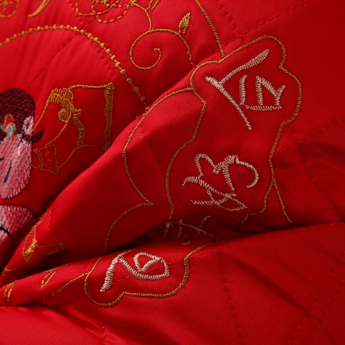 91家纺网 家纺一手货源 找家纺 天意美 2023新款全棉大红婚庆枕48x74一只 爱心百合