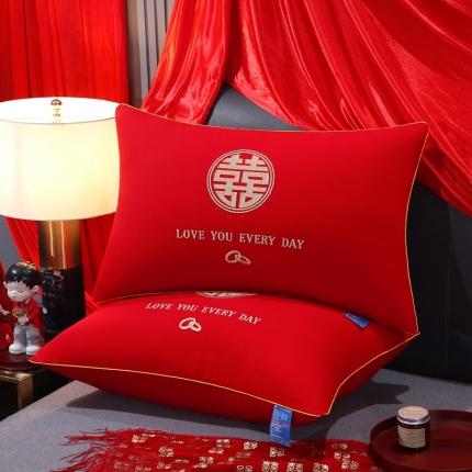 91家纺网 家纺一手货源 找家纺 天意美枕芯 2023新款亲肤磨毛单边刺绣枕 真爱一生