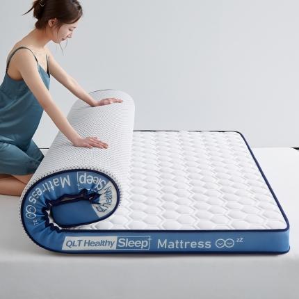 91家纺网 家纺一手货源 找家纺 祁恋婷家居 2023新款A类牛奶丝乳胶记忆棉双人床垫【床垫遮盖物】 菱形白【字母蓝】