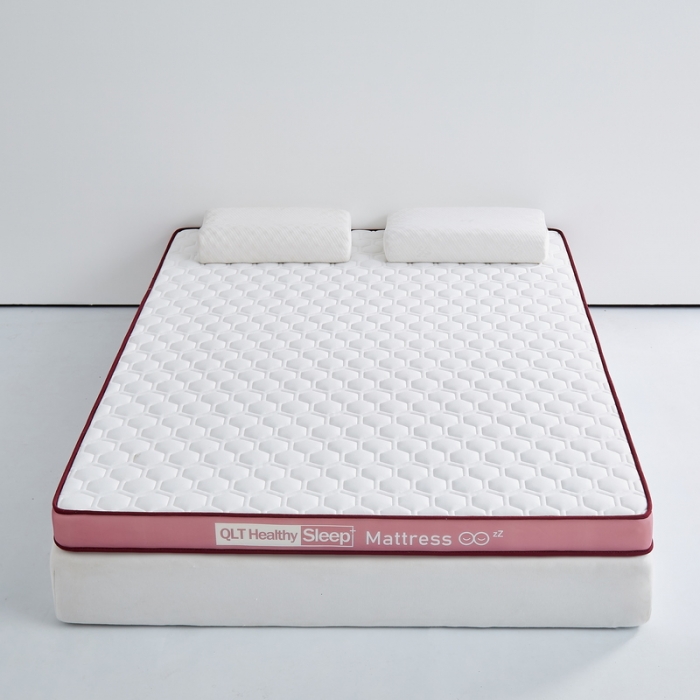 91家纺网 家纺一手货源 找家纺 祁恋婷家居 2023新款A类牛奶丝乳胶记忆棉双人床垫【床垫遮盖物】 菱形白【字母红】