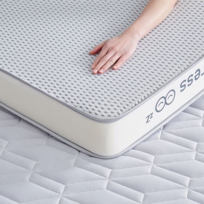 91家纺网 家纺一手货源 找家纺 祁恋婷家居 2023新款A类牛奶丝乳胶记忆棉双人床垫【床垫遮盖物】 梦幻灰【字母白】