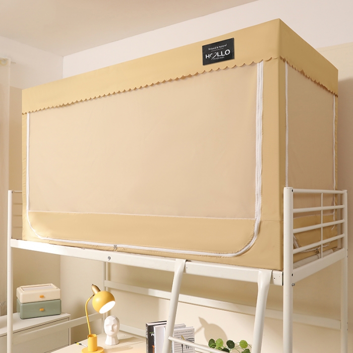 91家纺网 家纺一手货源 找家纺 2023博诺防遮光学生上下铺蚊帐 纯色黄