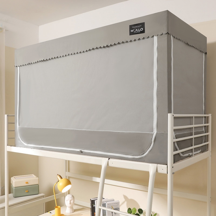 91家纺网 家纺一手货源 找家纺 2023博诺防遮光学生上下铺蚊帐 纯色灰