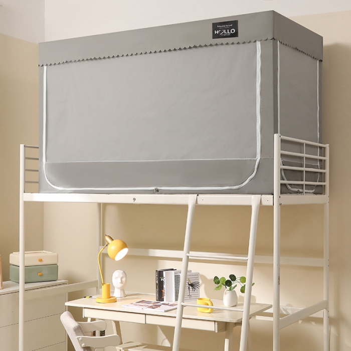 91家纺网 家纺一手货源 找家纺 2023博诺防遮光学生上下铺蚊帐 纯色灰