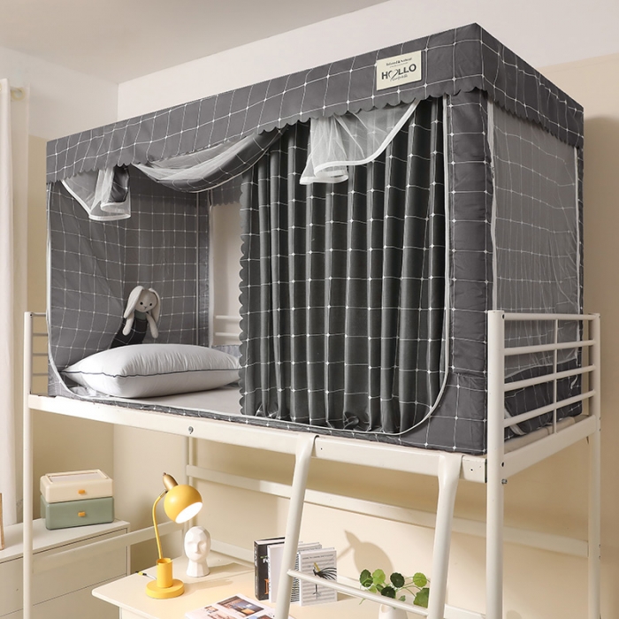 91家纺网 家纺一手货源 找家纺 2023博诺防遮光学生上下铺蚊帐 田格