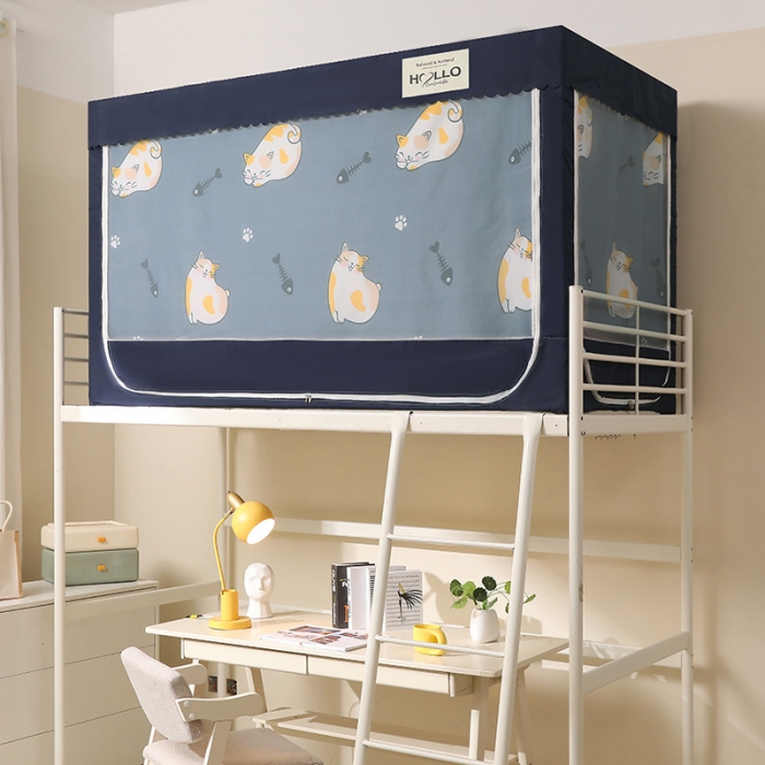 91家纺网 家纺一手货源 找家纺 2023博诺防遮光学生上下铺蚊帐 小猫咪