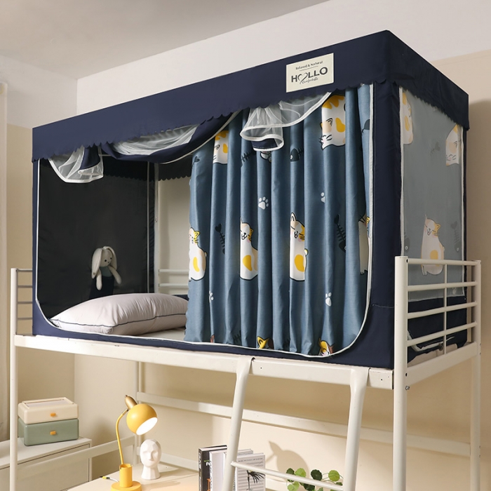 91家纺网 家纺一手货源 找家纺 2023博诺防遮光学生上下铺蚊帐 小猫咪