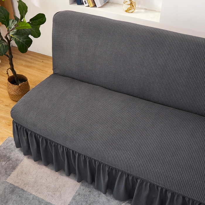 91家纺网 家纺一手货源 找家纺 丝绮鹿 2023新款玉米粒裙边款沙发床套 深灰