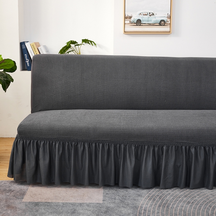 91家纺网 家纺一手货源 找家纺 丝绮鹿 2023新款玉米粒裙边款沙发床套 深灰