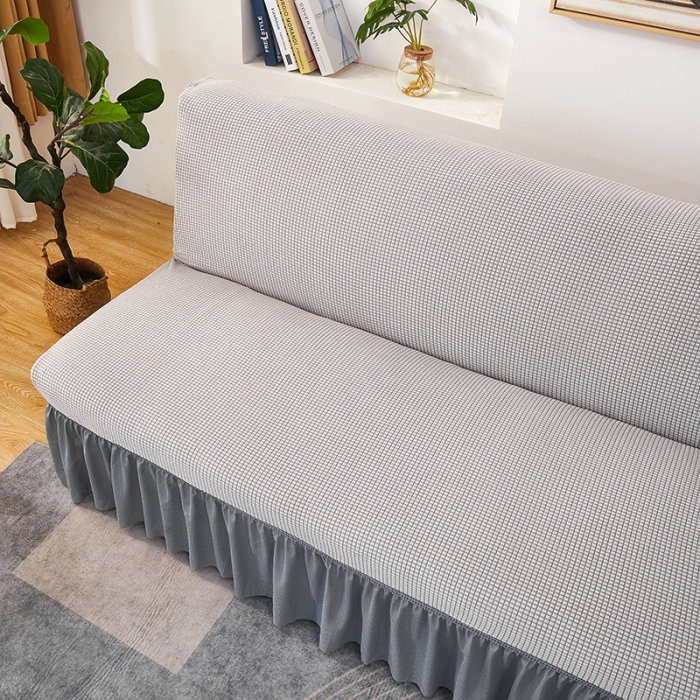 91家纺网 家纺一手货源 找家纺 丝绮鹿 2023新款玉米粒裙边款沙发床套 浅灰