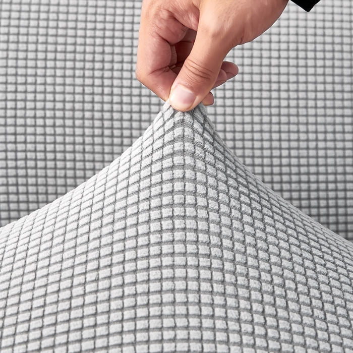 91家纺网 家纺一手货源 找家纺 丝绮鹿 2023新款玉米粒裙边款沙发床套 浅灰