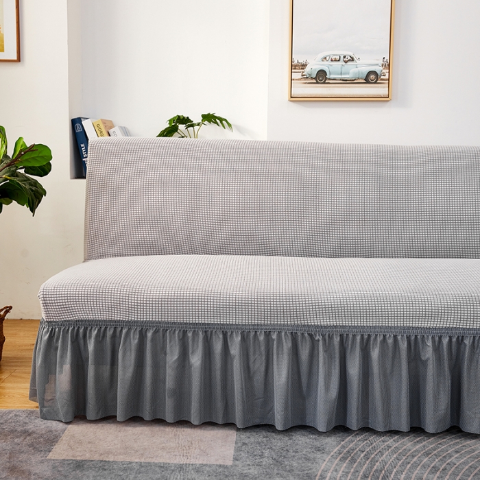 91家纺网 家纺一手货源 找家纺 丝绮鹿 2023新款玉米粒裙边款沙发床套 浅灰