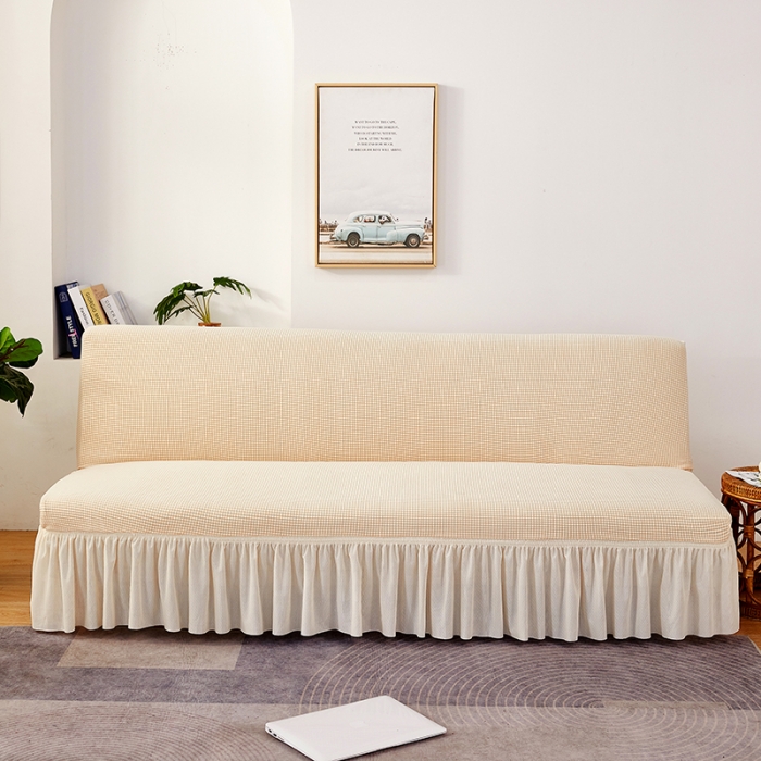 91家纺网 家纺一手货源 找家纺 丝绮鹿 2023新款玉米粒裙边款沙发床套 米黄