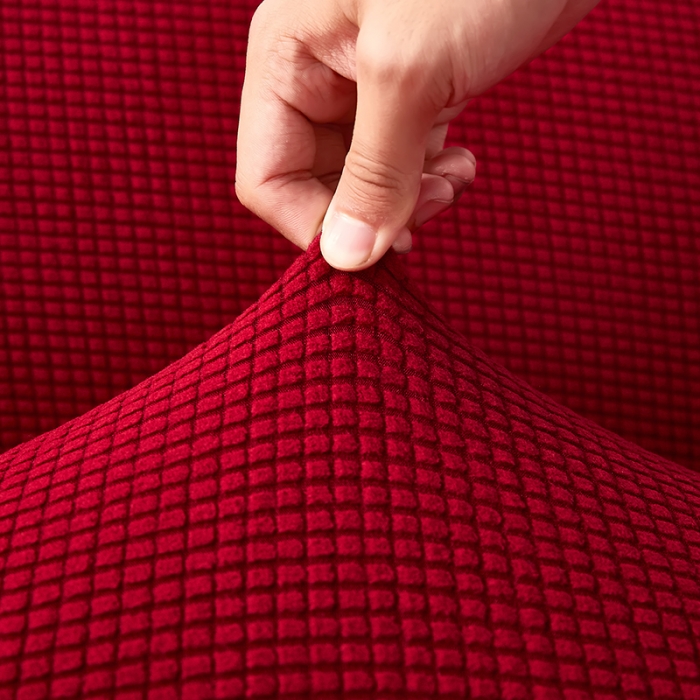 91家纺网 家纺一手货源 找家纺 丝绮鹿 2023新款玉米粒裙边款沙发床套 酒红