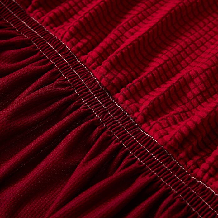 91家纺网 家纺一手货源 找家纺 丝绮鹿 2023新款玉米粒裙边款沙发床套 酒红