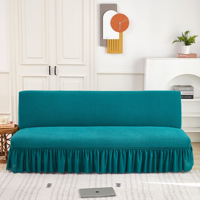 91家纺网 家纺一手货源 找家纺 丝绮鹿 2023新款玉米粒裙边款沙发床套 翡绿