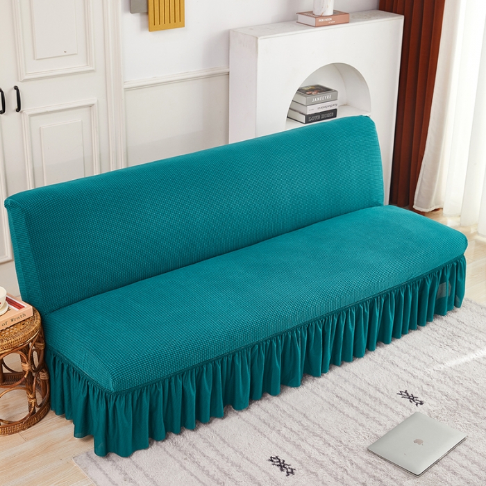 91家纺网 家纺一手货源 找家纺 丝绮鹿 2023新款玉米粒裙边款沙发床套 翡绿