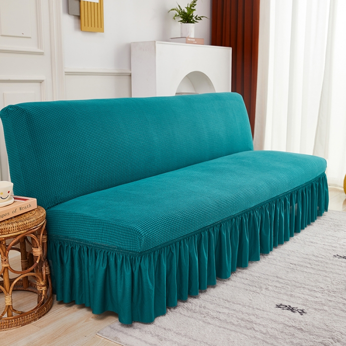 91家纺网 家纺一手货源 找家纺 丝绮鹿 2023新款玉米粒裙边款沙发床套 翡绿