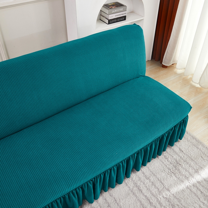 91家纺网 家纺一手货源 找家纺 丝绮鹿 2023新款玉米粒裙边款沙发床套 翡绿