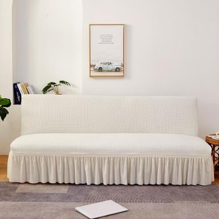 丝绮鹿 2023新款玉米粒裙边款沙发床套 奶白