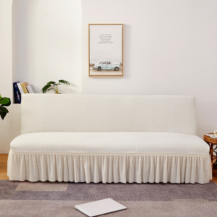 91家纺网 家纺一手货源 找家纺 丝绮鹿 2023新款玉米粒裙边款沙发床套 奶白