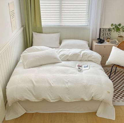 91家纺网 家纺一手货源 找家纺 丽美人 2023新款华夫格亲肤水洗棉四件套 华夫格-本白