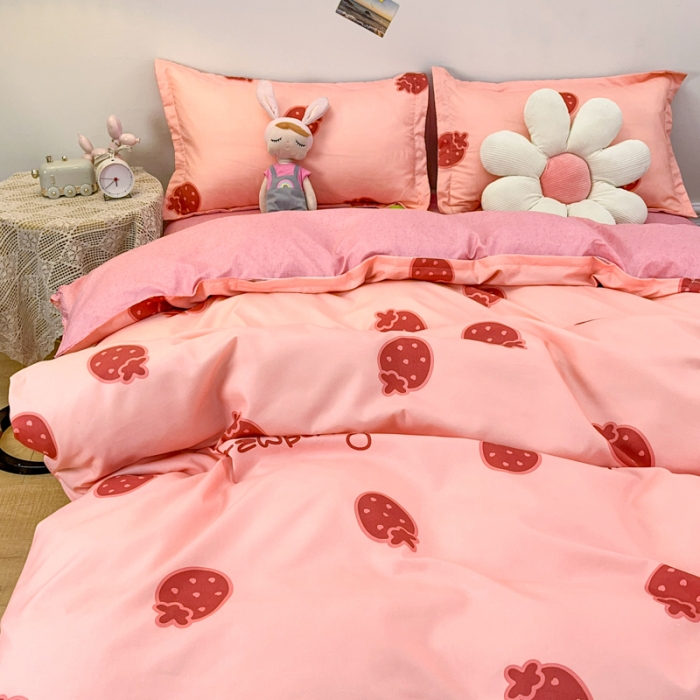 91家纺网 家纺一手货源 找家纺 乐居坊 2023新款芦荟棉四件套（3月新花型） 草莓波波