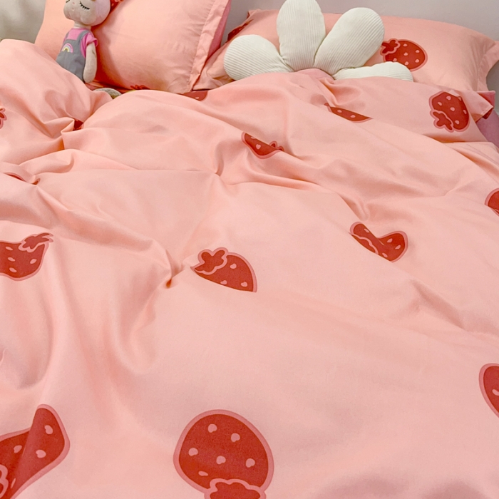 91家纺网 家纺一手货源 找家纺 乐居坊 2023新款芦荟棉四件套（3月新花型） 草莓波波