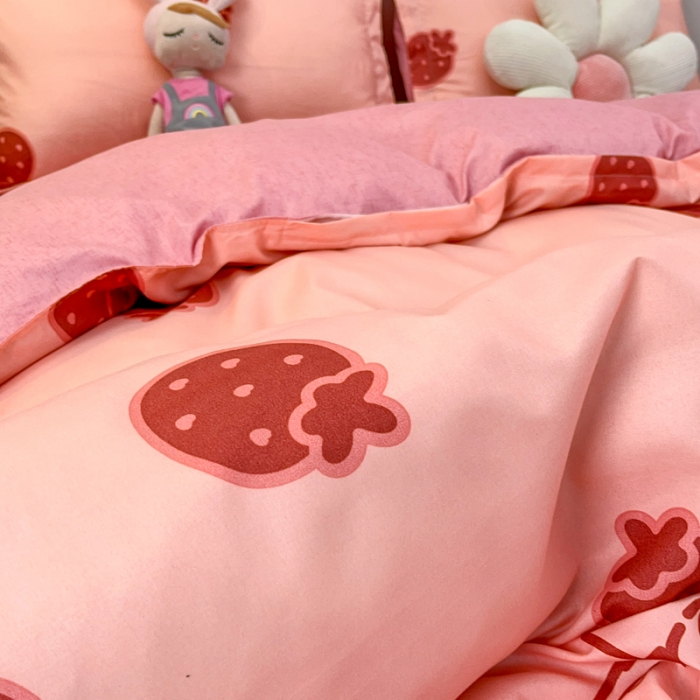 91家纺网 家纺一手货源 找家纺 乐居坊 2023新款芦荟棉四件套（3月新花型） 草莓波波