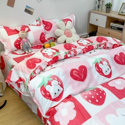 乐居坊 2023新款芦荟棉四件套（3月新花型） 草莓格格