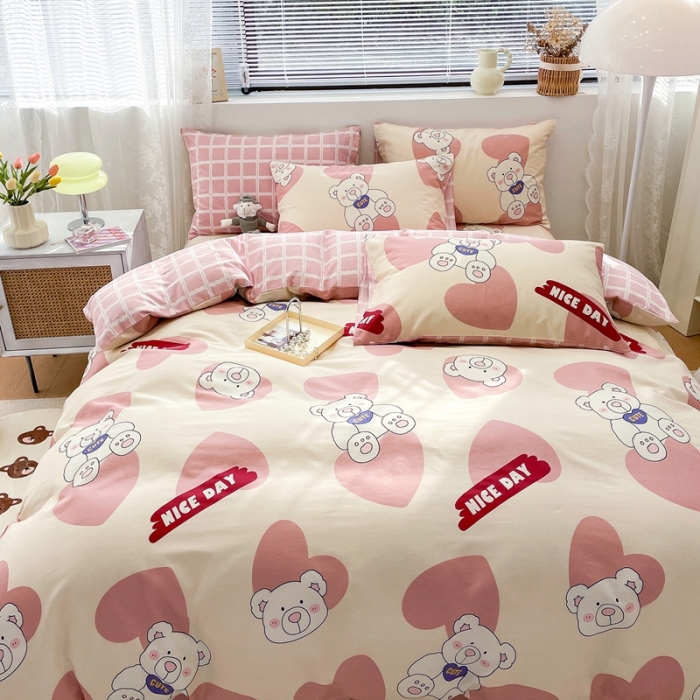 91家纺网 家纺一手货源 找家纺 （总）绵庭 2023新款12868全棉ins小清新印花四件套