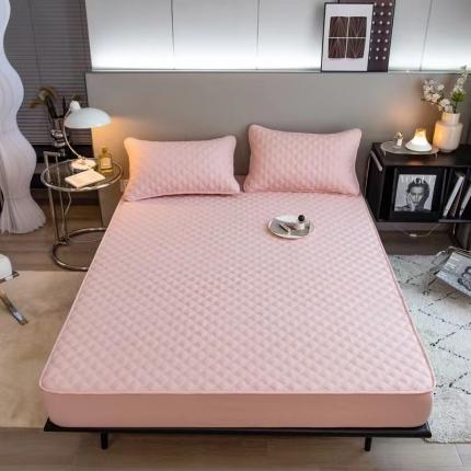 91家纺网 家纺一手货源 找家纺 玖琳 2024新款水洗提花抗菌A类大豆棉夹棉床笠 粉色